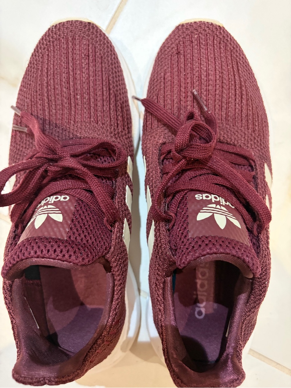 Adidas Original Women's Burgundy Knit Lace-Up Sneakers